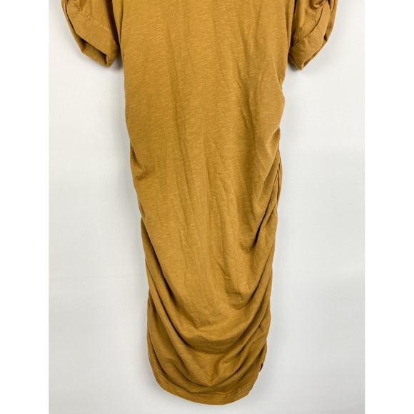 Anthropologie‎ Sundry Puff Sleeve Ruched Bodycon Tee Dress, Mustard - Size 0 - Picture 4 of 9